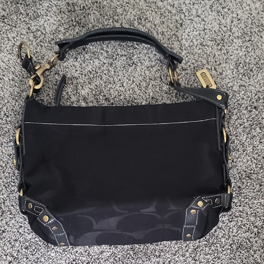 Coach Black Shoulder Bag with Gold Accents